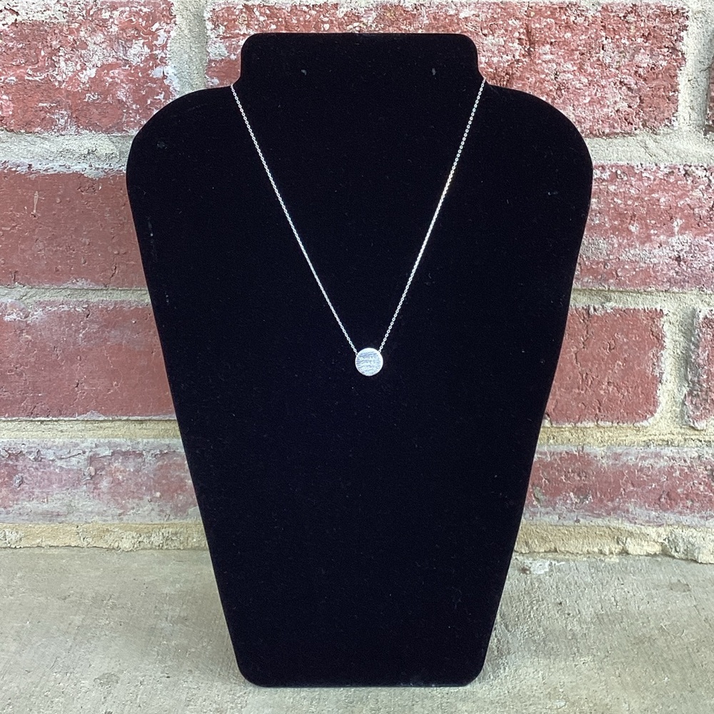 Silver Disc Pendant Necklace - Thankful Grateful Blessed